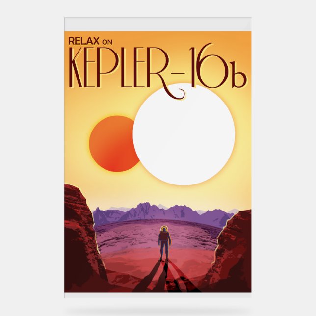 Señal Acrílica Kepler-16b: Binary Solar Sunset Fine Art Space (Anverso)