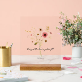 Señal Acrílica La alegría del señor minimalista floral