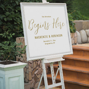 Señal Acrílica La aventura comienza aquí Elegant Wedding Welcome