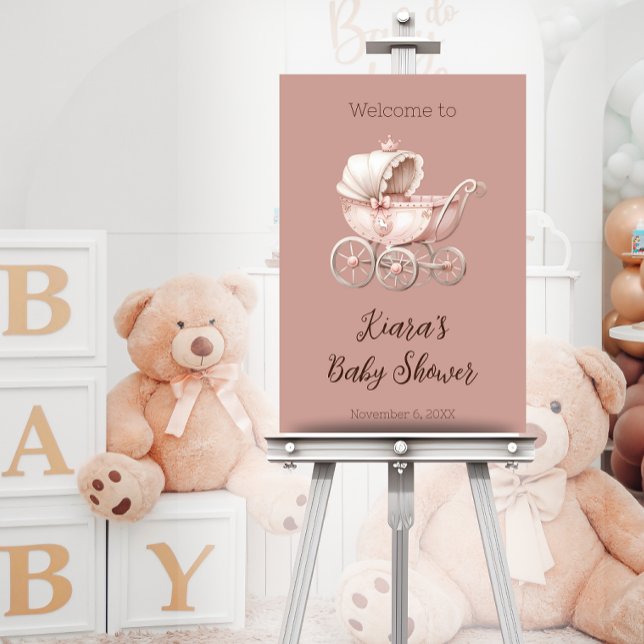 Señal Acrílica La Baby Shower de la pequeña princesa dulce person (Sweet Princess Baby Shower Acrylic Sign on Easel)