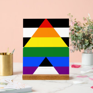 Señal Acrílica La bandera de aliado heterosexual de SlipperyJoe's