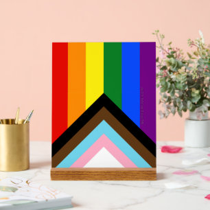 Señal Acrílica La Bandera del Orgullo del Progreso de SlipperyJoe