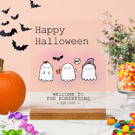 Señal Acrílica La bienvenida personalizada de Cute Happy Hallowee