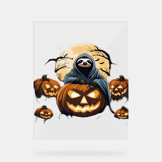 Señal Acrílica La camiseta clásica de Ghostly Sloth a medianoche (Anverso)