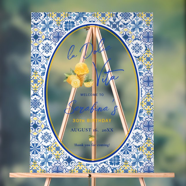 Señal Acrílica La Dolce Vita Italian Birthday Party (Neutral )