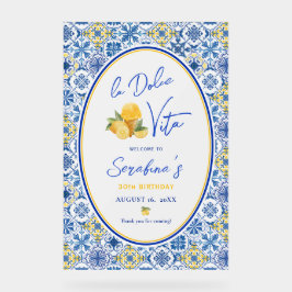 Señal Acrílica La Dolce Vita Italian Birthday Party Frosted