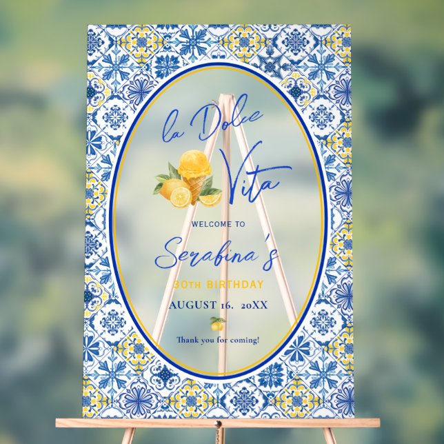 Señal Acrílica La Dolce Vita Italian Birthday Party Frosted (Neutral )