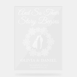 Señal Acrílica La historia comienza la bienvenida a la Boda de In