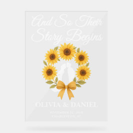 Señal Acrílica La historia comienza la bienvenida a la boda de la