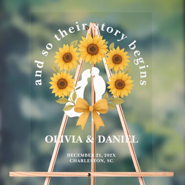 Señal Acrílica La historia comienza la bienvenida del Boda de la  (Neutral )