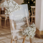 Señal Acrílica La historia comienza la elegancia de la bienvenida<br><div class="desc">Este elegante cartel de bienvenida Boda de la Foam Board, una adición intemporal a su día especial! Diseñado con precisión y cuidado, este letrero presenta un delicado diseño de guiones, exuberante sofisticación con un diseño mínimo. Personalizado con los nombres de honor, la fecha de boda y la ubicación, anuncia maravillosamente...</div>
