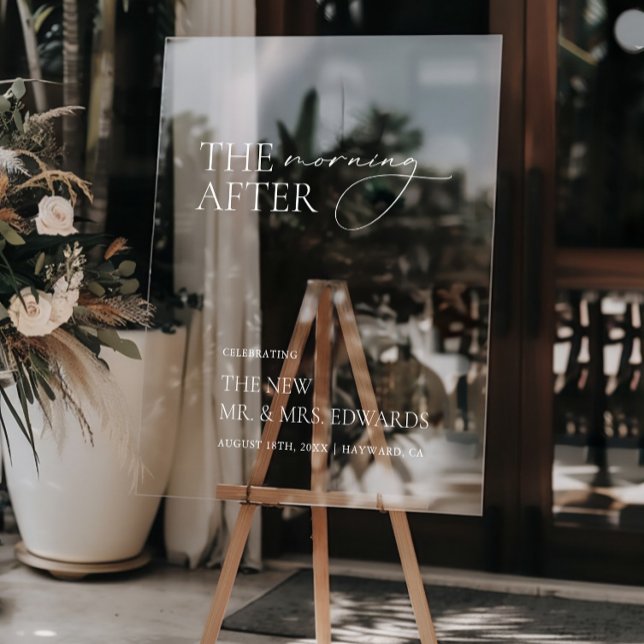 Señal Acrílica La mañana siguiente | Signo de bienvenida acrílico (The Morning After | Brunch Acrylic Welcome Sign)