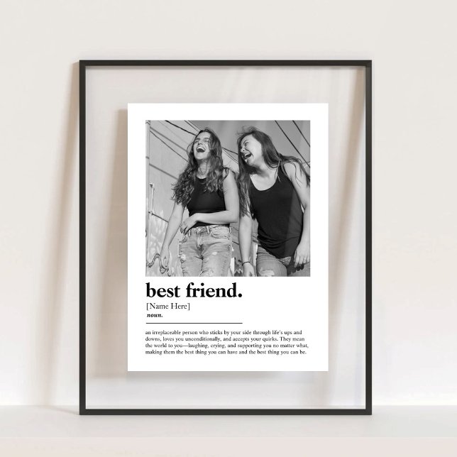 Señal Acrílica La mejor definición del diccionario del amigo con  (Best Friend Fun Dictionary Definition with Photo Acrylic Sign)