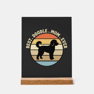 Señal Acrílica La mejor mamá de Doodle Retro Perro