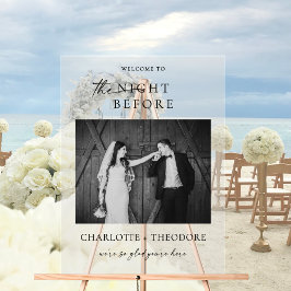 Señal Acrílica La noche antes de la cena Bienvenido/Foto Boda