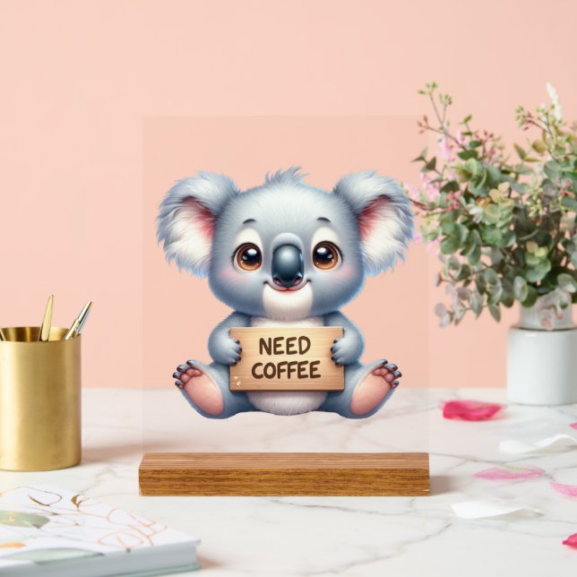 Señal Acrílica La oficina necesita café koala bear (Boda)