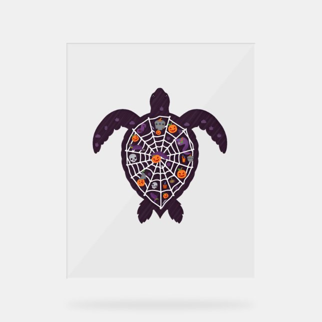 Señal Acrílica La tortuga marina Halloween Araña Calabaza Fantasm (Anverso)