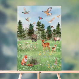 Señal Acrílica La vida salvaje de los animales del bosque