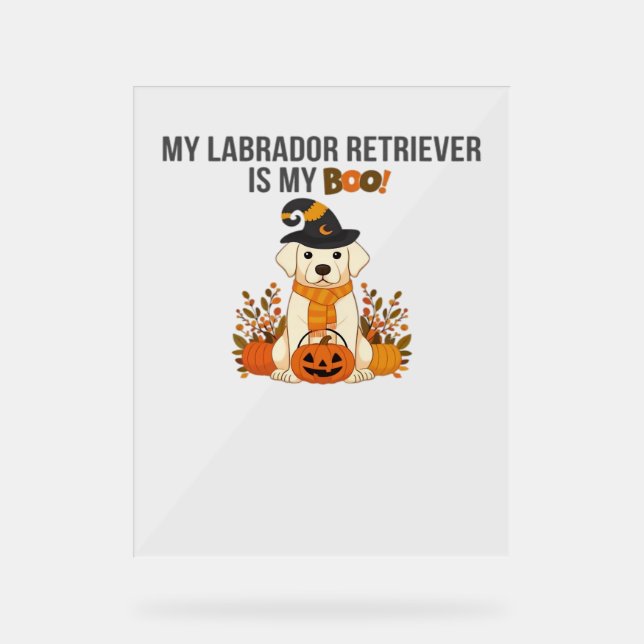 Señal Acrílica Labrador recuperador perro de Halloween divertido  (Anverso)