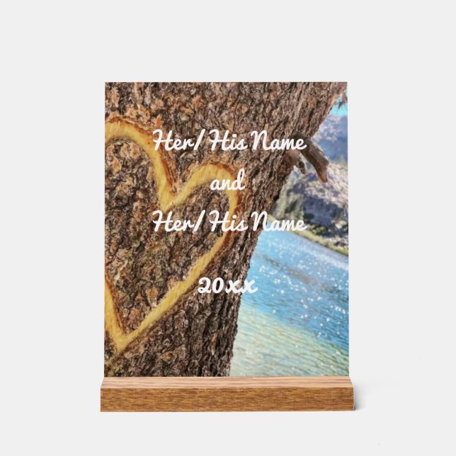 Señal Acrílica Lake Tahoe Blue Water Tree Heart Love (Anverso)