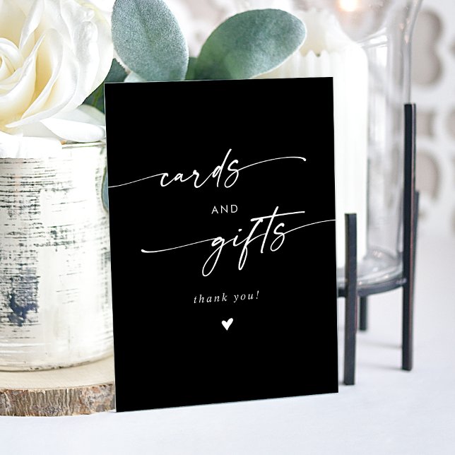 Señal Acrílica Las tarjetas y los regalos modernos de Boho Black  (Boho Modern White Black Wedding Cards and Gifts Acrylic Sign)