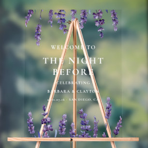 Señal Acrílica Lavanda floral La noche antes de la bienvenida Tra
