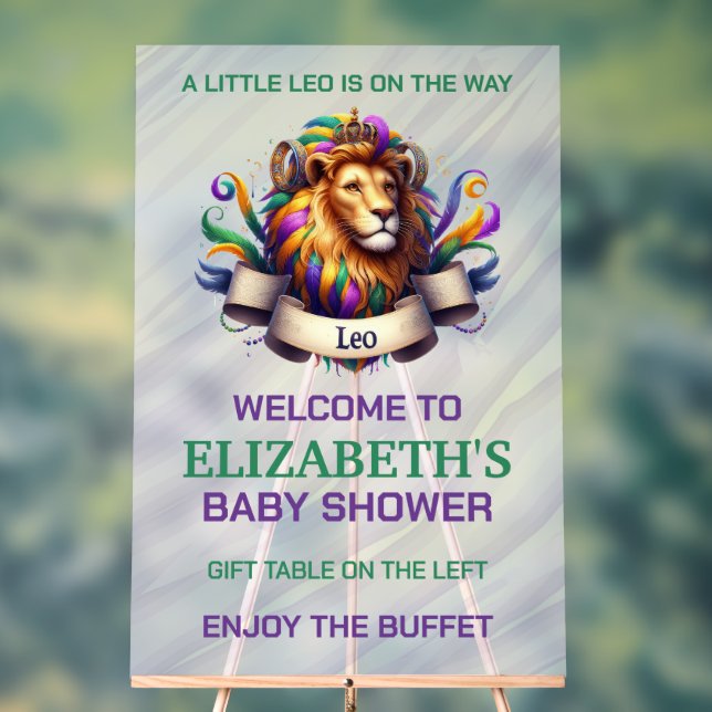 Señal Acrílica Lavender and Green Leo Zodiac Baby Shower (Neutral )