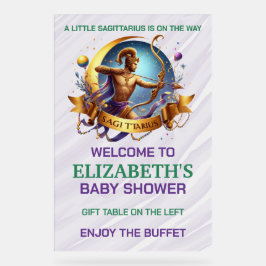 Señal Acrílica Lavender and Green Sagittarius Zodiac Baby Shower