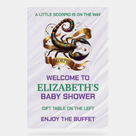 Señal Acrílica Lavender and Green Scorpio Zodiac Baby Shower