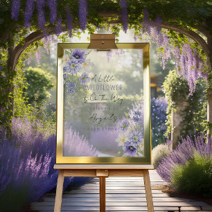 Señal Acrílica Lavender Boho Un Pequeño Baby Shower De Flor Silve