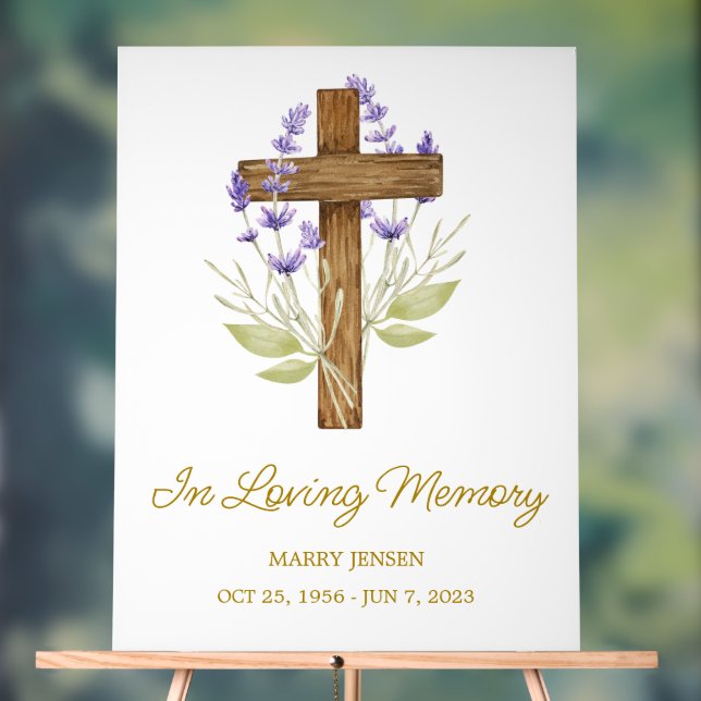 Señal Acrílica Lavender cross Memorial Funeral (Neutral )