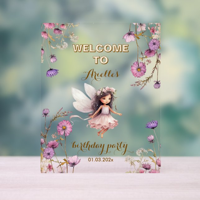 Señal Acrílica Lavender Fairy wildflower gracias (Neutral )