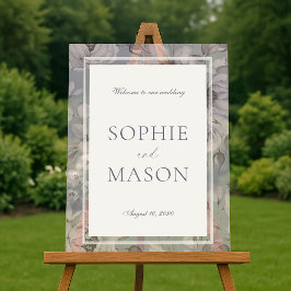 Señal Acrílica Lavender Grey Floral Acrylic Wedding Welcome Sign