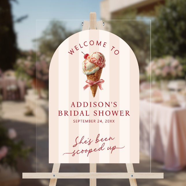 Señal Acrílica Le han dado la bienvenida a la ducha de novia (Shown on an 18" x 24" acrylic sign)