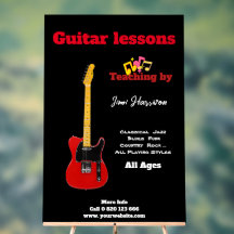 Lecciones de guitarra Rótulo acrílico negro modern