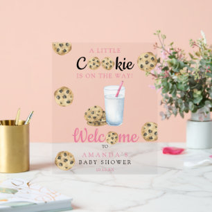 Señal Acrílica Leche Y Galletas Bienvenidos fiesta De Ducha Bebé