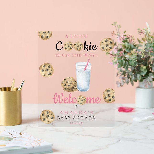 Señal Acrílica Leche Y Galletas Bienvenidos fiesta De Ducha Bebé (Boda)