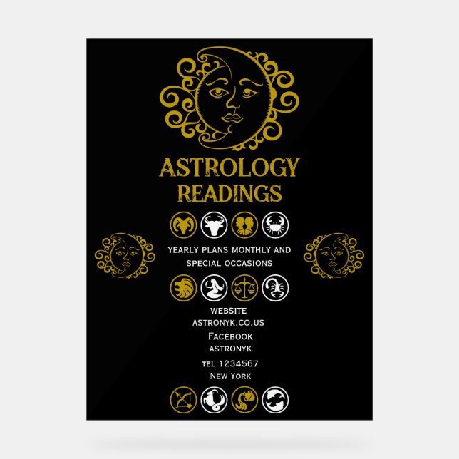 Señal Acrílica Lectura Astrológica (Anverso)
