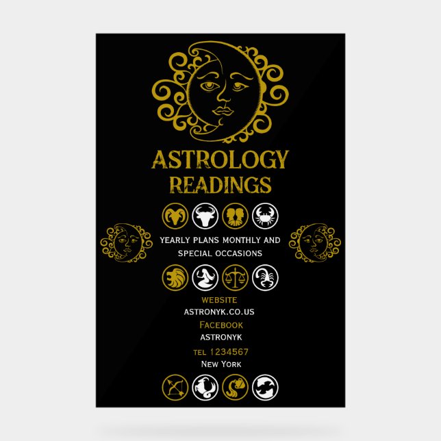 Señal Acrílica Lectura Astrológica (Anverso)