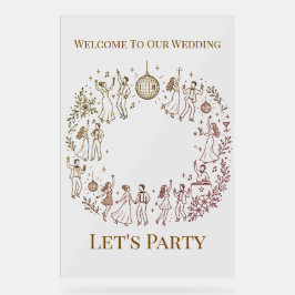Señal Acrílica Letras de Bienvenida a la Boda de Fiesta
