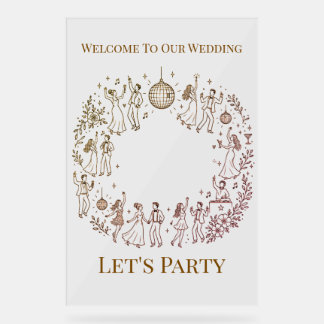 Señal Acrílica Letras de Bienvenida a la Boda de Fiesta