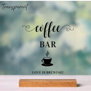 Señal Acrílica Letrero Acrílico de Barra de Café para Bodas