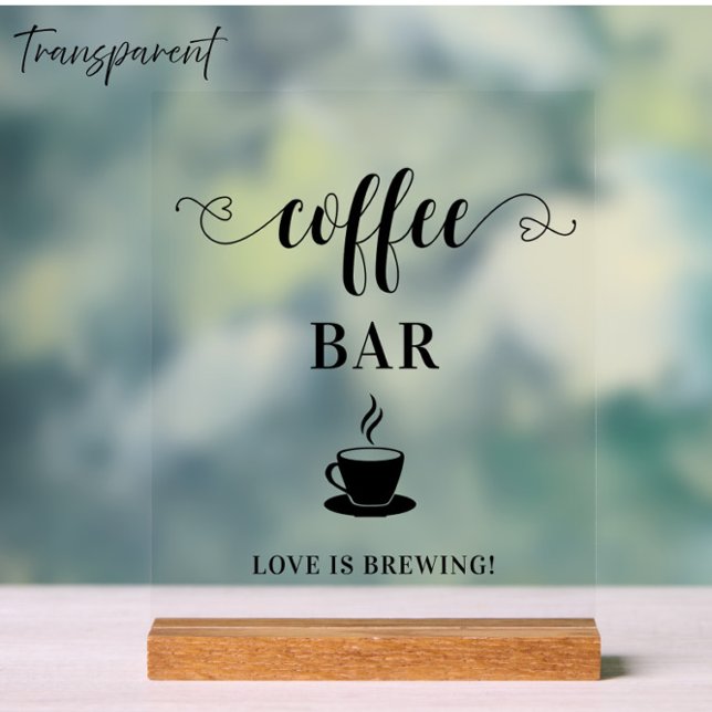 Señal Acrílica Letrero Acrílico de Barra de Café para Bodas (Subido por el creador)