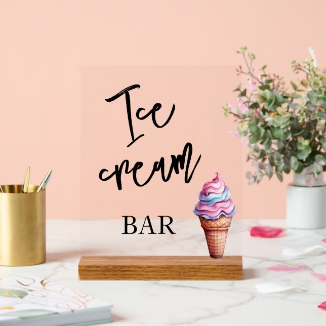 Señal Acrílica Letrero acrílico de barra de helado de boda (Boda)