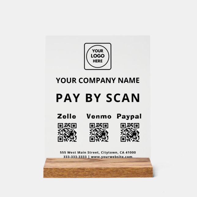Señal Acrílica Letrero Acrílico de Código QR para Pagar (Anverso)