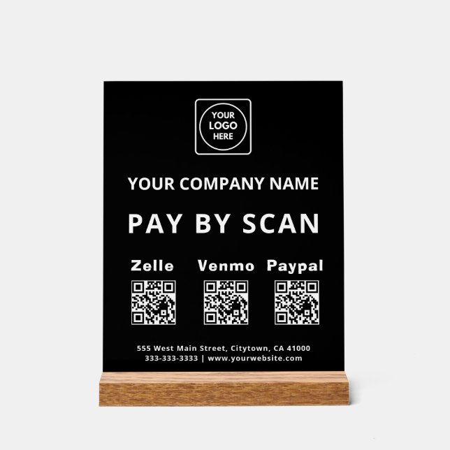 Señal Acrílica Letrero Acrílico de Código QR para Pagar (Anverso)