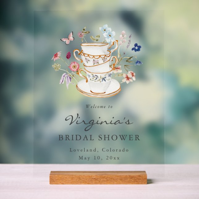 Señal Acrílica Letrero Acrílico de Fiesta de Té Nupcial (Neutral )
