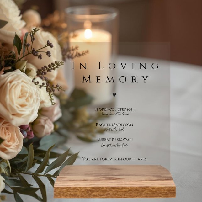 Señal Acrílica Letrero Acrílico para Boda Elegante En Memoria Amo (In Loving Memory Elegant Wedding Acrylic Sign
)