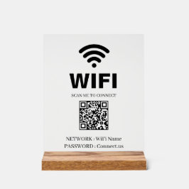 Señal Acrílica Letrero de acrílico blanco con código QR de WiFi