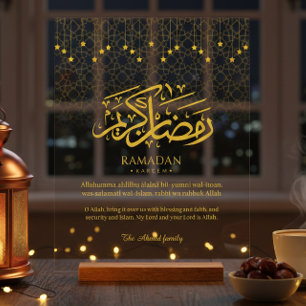 Señal Acrílica Letrero de acrílico dorado Ramadan Kareem con cali